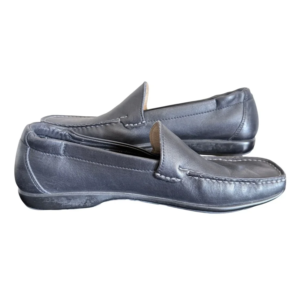 Salvatore Ferragamo Men's Black Leather‎ Square Toe Loafers Size 8.5